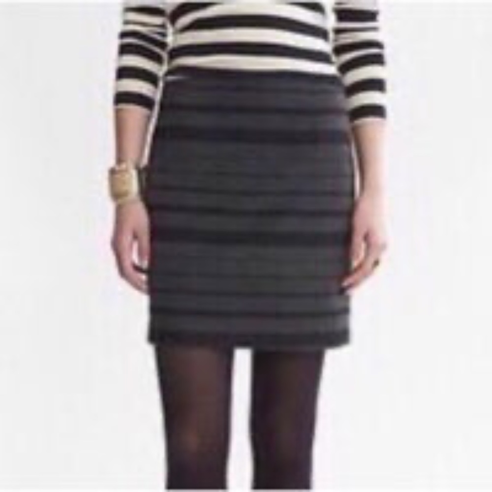 BANANA REPUBLIC Charcoal striped wool blend lined mini skirt